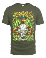 Prodigy Skull Tentacle Tee Music Band Graphic T-Shirt - military green t-shirt on white background