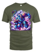 Epic Robotic Minotaur Tee Vibrant Sci-Fi Cotton Shirt - military green t-shirt on white background