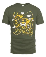 Wu-Twg Inspired T-Shirt Cool Bees and Boombox Graphic Tee - military green t-shirt on white background