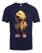 Mystery Hoodie Character Tee Street Style Black T-Shirt - navy t-shirt on white background