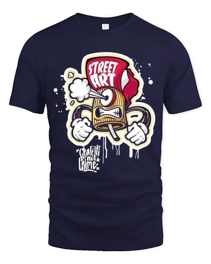 Street Art Spray Tee Graffiti Artist Graphic T-Shirt - navy t-shirt on white background