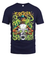 Prodigy Skull Tentacle Tee Music Band Graphic T-Shirt - navy t-shirt on white background