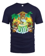Island Vibes Coconut Tee Tropical Getaway T-Shirt - navy t-shirt on white background