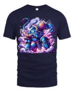 Epic Robotic Minotaur Tee Vibrant Sci-Fi Cotton Shirt - navy t-shirt on white background