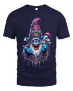 Trippy Wizard Graphic T-Shirt One Eyed Mage Streetwear - navy t-shirt on white background