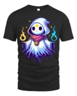 Cute Magic Hood Tee Whimsical Sorcerer Graphic T-Shirt - black t-shirt on white background