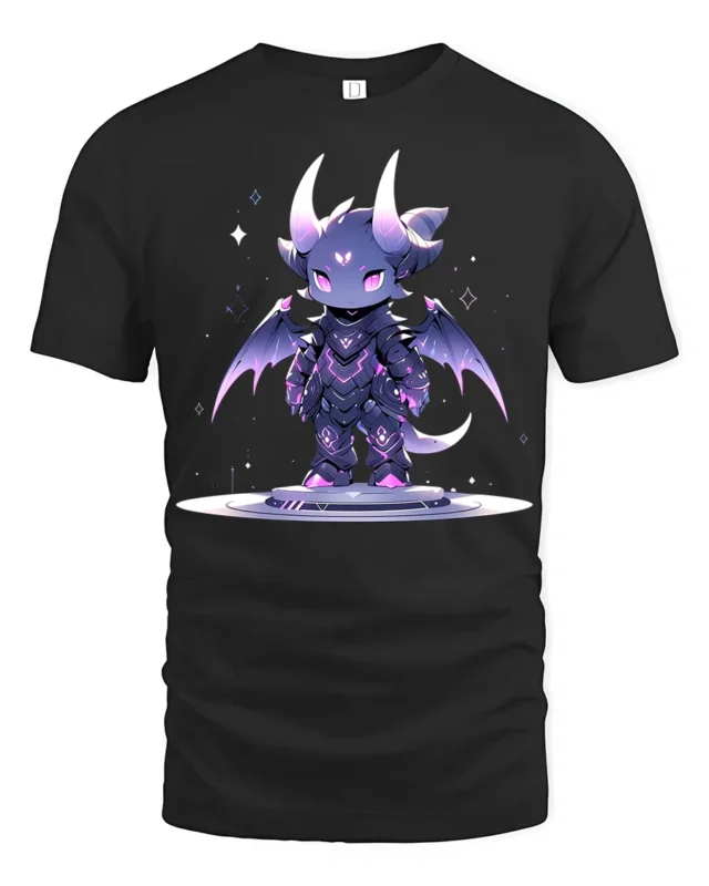 Cute Chibi Dragon Tee Adorable Fantasy Creature T-Shirt - black t-shirt on white background