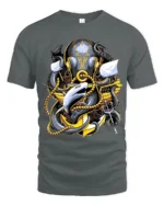 Kraken Attack Shark T-Shirt Ocean Monster Anchor Tee - gray t-shirt on white background