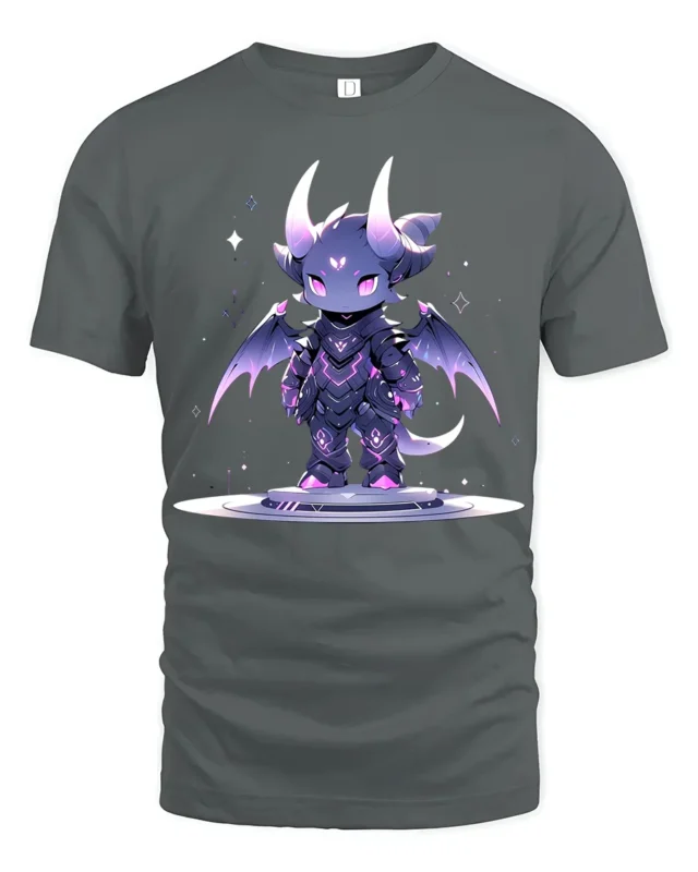 Cute Chibi Dragon Tee Adorable Fantasy Creature T-Shirt - gray t-shirt on white background