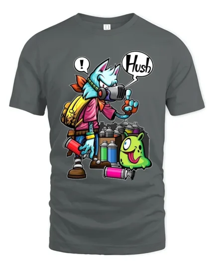 Spray Can Wolf Tee Cool Urban Style Animal Tee - gray t-shirt on white background