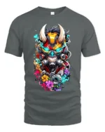 Cyberpunk Oni T-Shirt Futuristic Japanese Demon Tee - gray t-shirt on white background