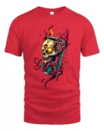 Toxic Soda Skull Tee Edgy Skeleton Drink T-Shirt Now - red t-shirt on white background