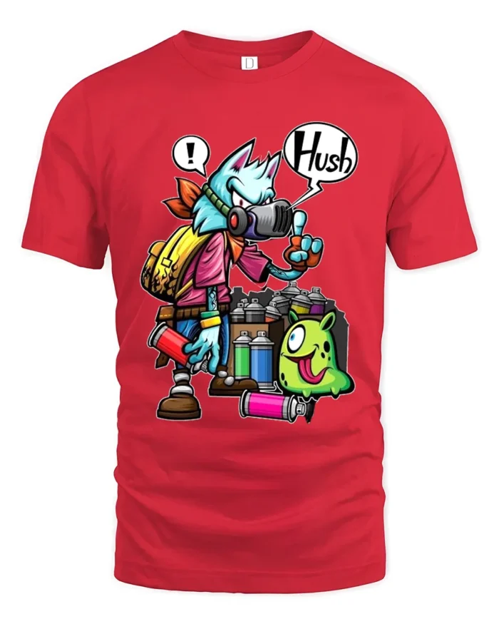 Spray Can Wolf Tee Cool Urban Style Animal Tee - red t-shirt on white background