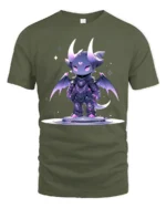 Cute Chibi Dragon Tee Adorable Fantasy Creature T-Shirt - military green t-shirt on white background