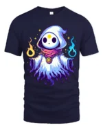 Cute Magic Hood Tee Whimsical Sorcerer Graphic T-Shirt - navy t-shirt on white background