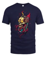 Toxic Soda Skull Tee Edgy Skeleton Drink T-Shirt Now - navy t-shirt on white background
