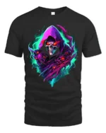 Spectral Death Cool Grim Reaper Skull T-Shirt - black t-shirt on white background