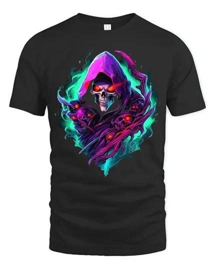 Spectral Death Cool Grim Reaper Skull T-Shirt - black t-shirt on white background