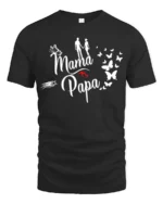 Mama Papa Butterfly Tee Sweet Family Love T-Shirt - black t-shirt on white background