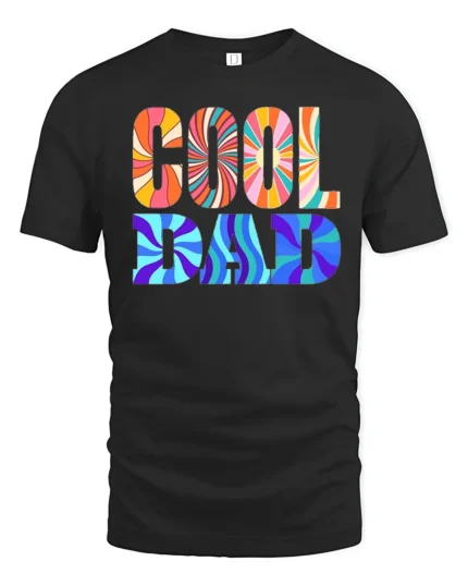 Retro Cool Dad Groovy Father’s Day T-Shirt Gift - black t-shirt on white background