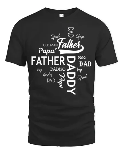 Daddy Papa Pops T-Shirt Father’s Day Nickname Tee - black t-shirt on white background