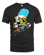 Cool Skull Skateboard Funny Skeleton Rider Tee - black t-shirt on white background