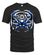 Cyber Spider Metallic Alien Insect Graphic T-Shirt - black t-shirt on white background