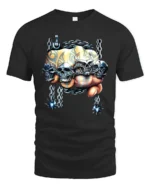 Skull Crusher Fist Metal Rock Graphic T-Shirt - black t-shirt on white background
