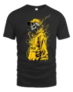 Urban YOLO Skull Trendy Skeleton Hoodie T-Shirt - black t-shirt on white background
