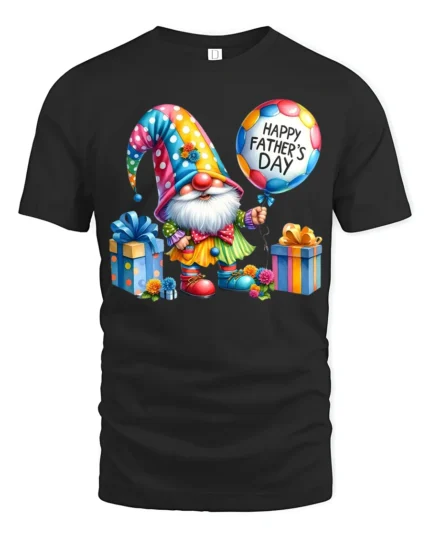 Gnome Dad Cute Father’s Day Celebration Tee - black t-shirt on white background