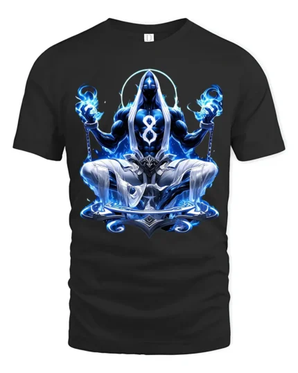 Blue Zen Master T-Shirt Spiritual Meditation Tee Now - black t-shirt on white background