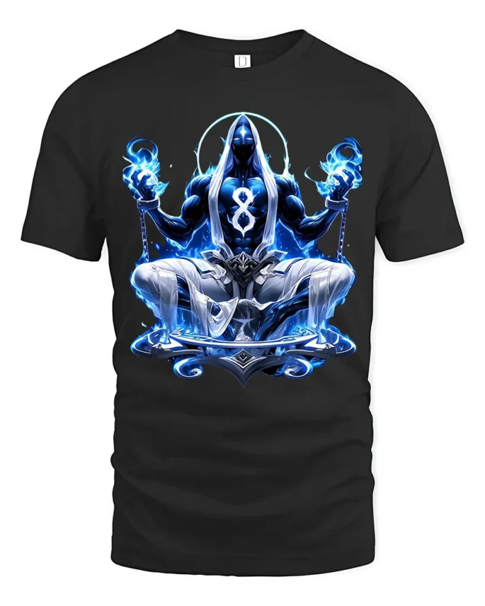Blue Zen Master T-Shirt Spiritual Meditation Tee Now - black t-shirt on white background