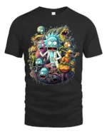 Rick and Morty Multiverse Funny Cartoon T-Shirt - black t-shirt on white background