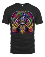 Jeweled Skull Dragon T-Shirt Edgy Fantasy Tee Now - black t-shirt on white background