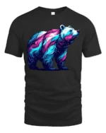Cosmic Bear Galaxy Nebula Animal T-Shirt - black t-shirt on white background