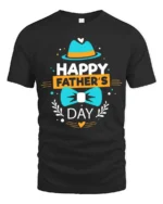 Happy Father’s Day Cute Dad Hat Bow T-Shirt - black t-shirt on white background