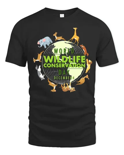 World Wildlife Day Animal Lover Earth T-Shirt - black t-shirt on white background