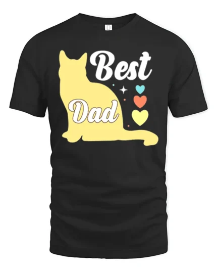 Best Cat Dad Funny Cat Lover Father’s Day T-Shirt - black t-shirt on white background