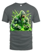 Green Ape Haze Tee Funny Gorilla Cannabis T-Shirt - gray t-shirt on white background