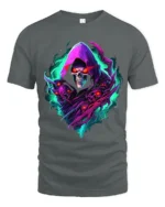 Spectral Death Cool Grim Reaper Skull T-Shirt - gray t-shirt on white background