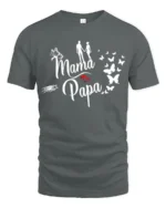 Mama Papa Butterfly Tee Sweet Family Love T-Shirt - gray t-shirt on white background