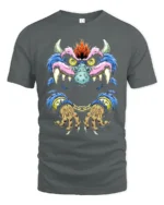 Crazy Monster Grin Tee Unique Colorful Monster Now - gray t-shirt on white background
