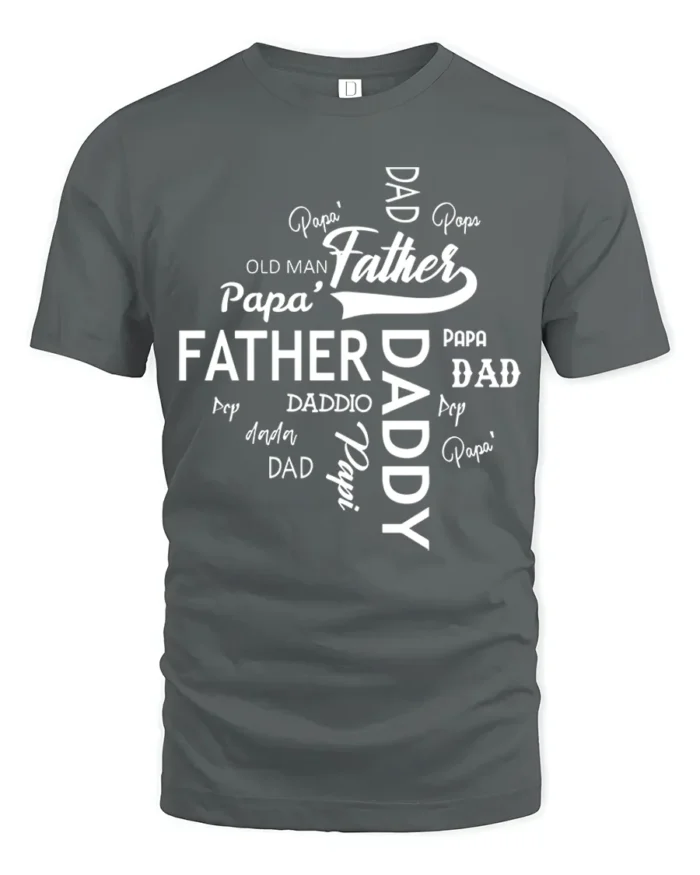 Daddy Papa Pops T-Shirt Father’s Day Nickname Tee - gray t-shirt on white background