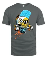 Cool Skull Skateboard Funny Skeleton Rider Tee - gray t-shirt on white background
