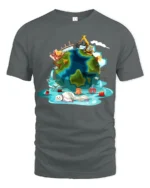 Melting Earth Climate Change Awareness T-Shirt - gray t-shirt on white background
