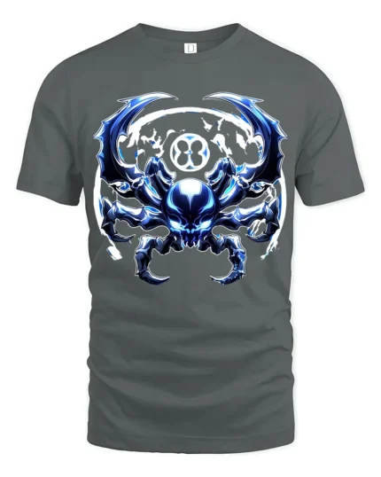 Cyber Spider Metallic Alien Insect Graphic T-Shirt - gray t-shirt on white background