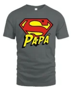 Papa Superman T-Shirt Funny Father’s Day Hero - gray t-shirt on white background