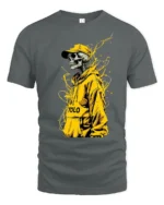 Urban YOLO Skull Trendy Skeleton Hoodie T-Shirt - gray t-shirt on white background