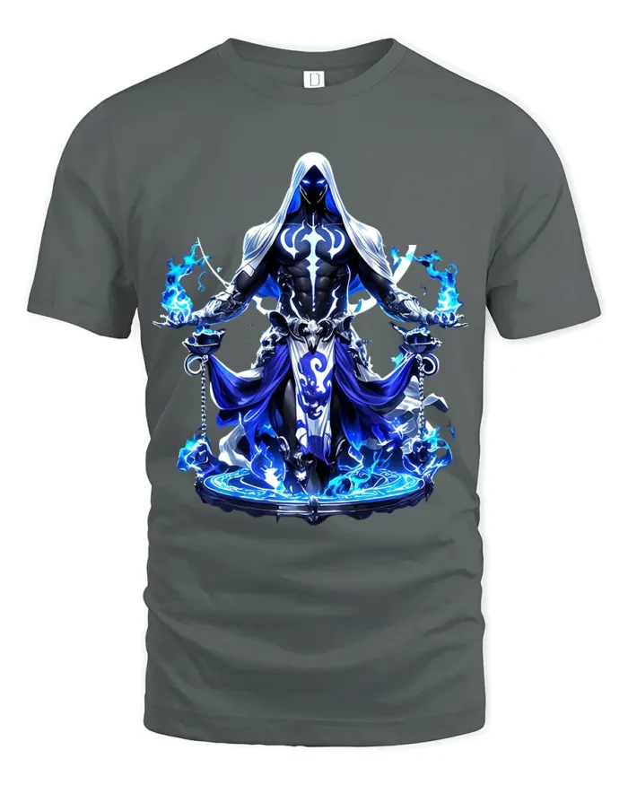 Shadow Mage T-Shirt Ethereal Hooded Figure Tee Now - gray t-shirt on white background