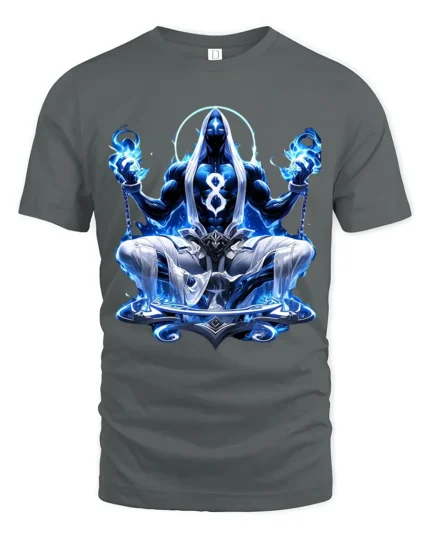 Blue Zen Master T-Shirt Spiritual Meditation Tee Now - gray t-shirt on white background